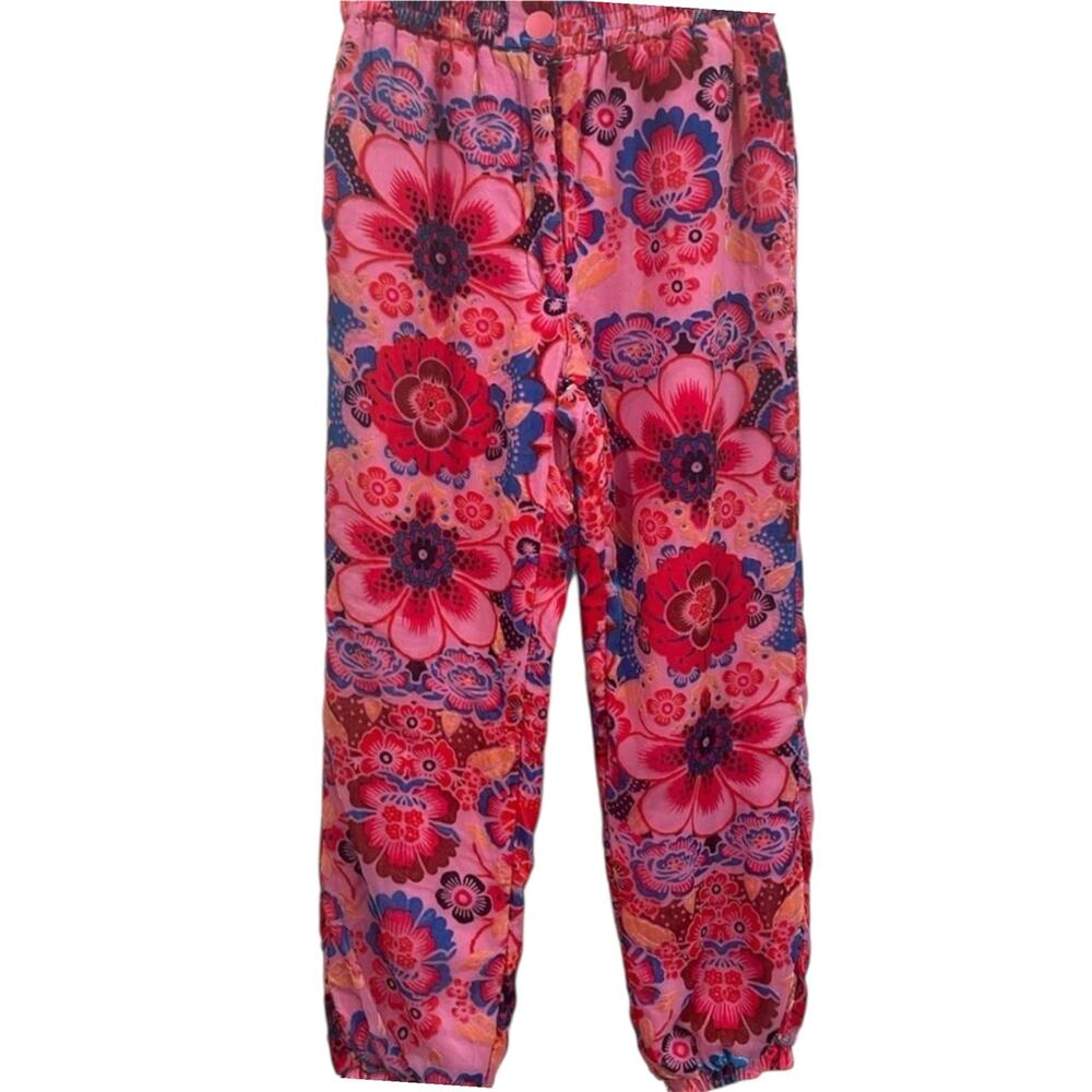 Free People Sun Valley Velvet Pants Joggers‎ Floral Print Embroidery- Small - Picture 5 of 9